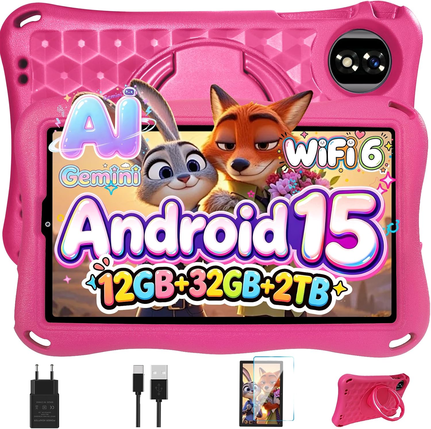 Tablet Para Niños 9 Pulgadas Android 15 Gemini AI, 12GB RAM+32GB ROM(TF 1TB),Oc…