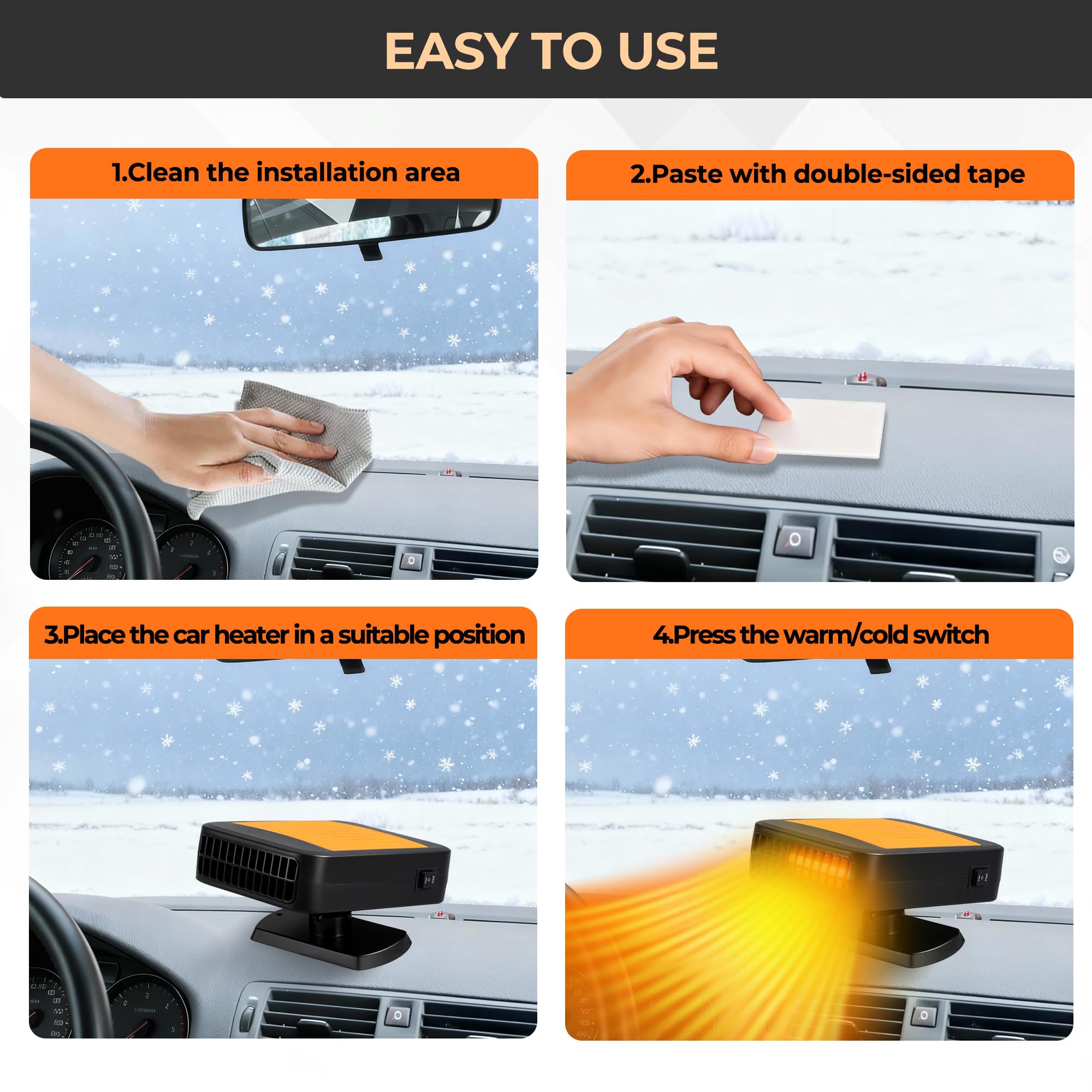 Portable Car Heater for Vehicle 12V Car Heater Portable Plugs into Cigarette Lighter Portable Heater for Car 360 — view 7