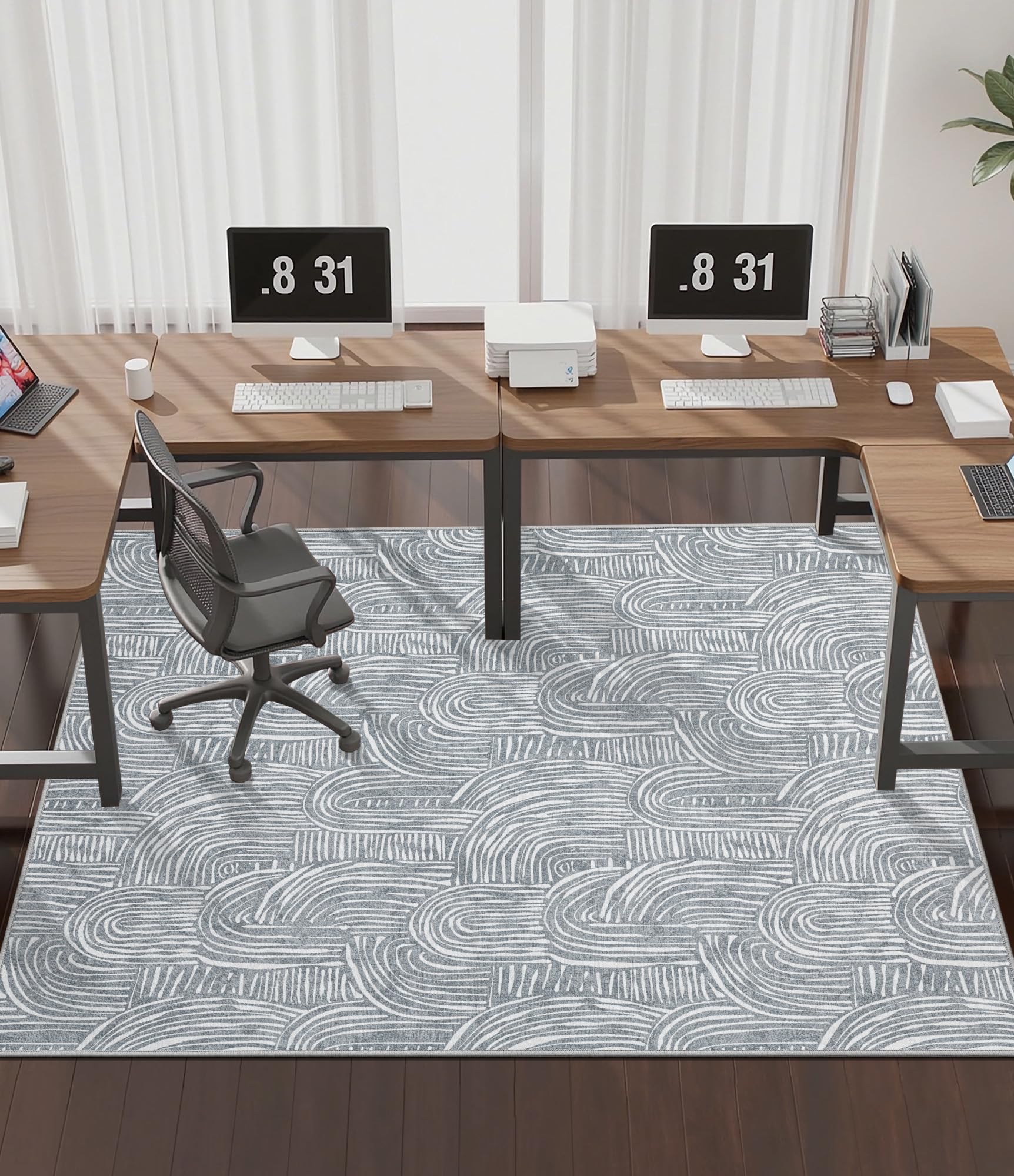 chakme Office Chair Mat for Hardwood Floor, 72"x48" Easy Glide Computer Desk Mat Protector for Rolling Chair Under Desk Rug Nonslip Backing, Machine Wash, (Arc)
