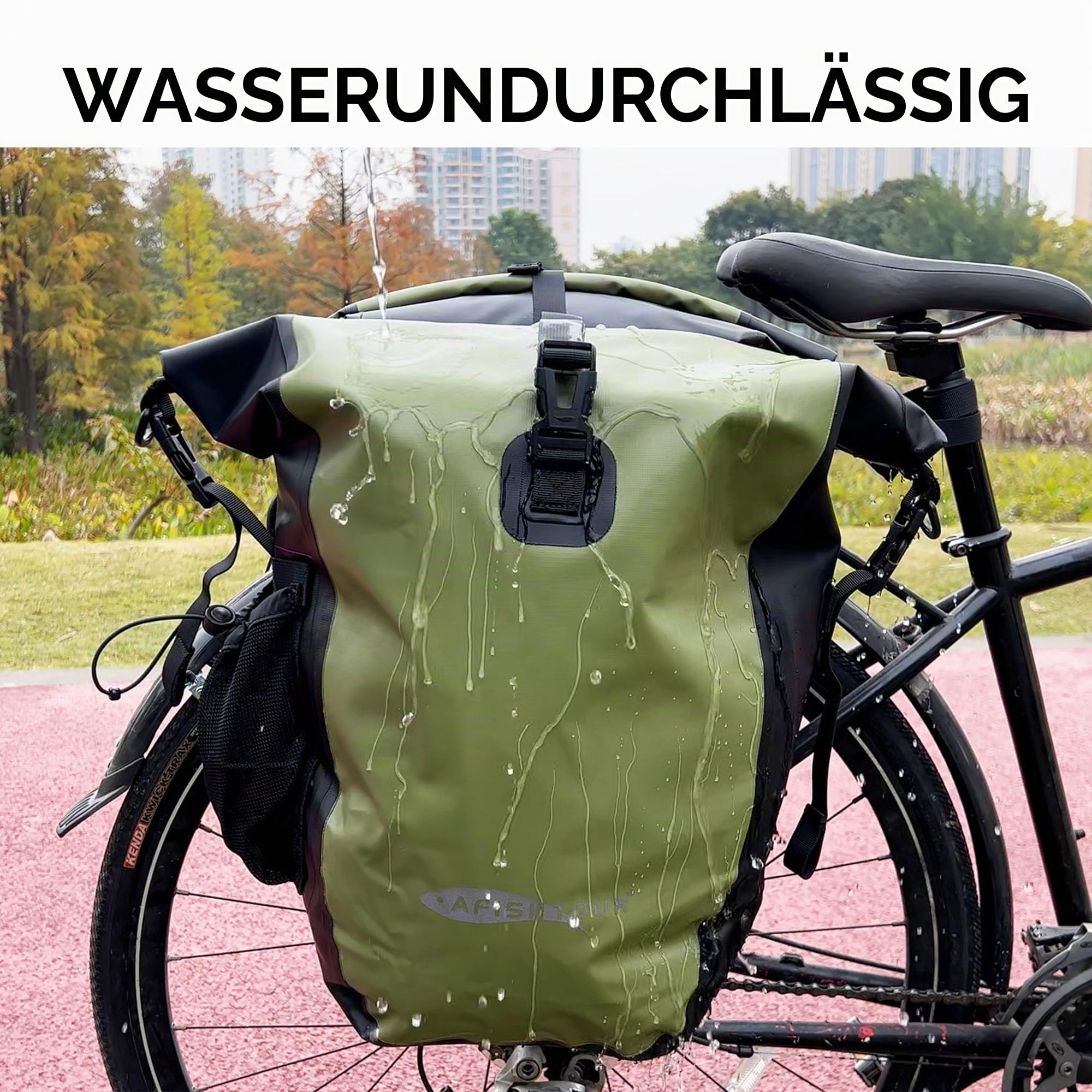 wasserdichte Fahrradtaschen - 50L Satteltaschen für Fahrrad-Gepäckträger - Fahrradtasche für Einkäufe, Laptop(grün, 1 Paar)