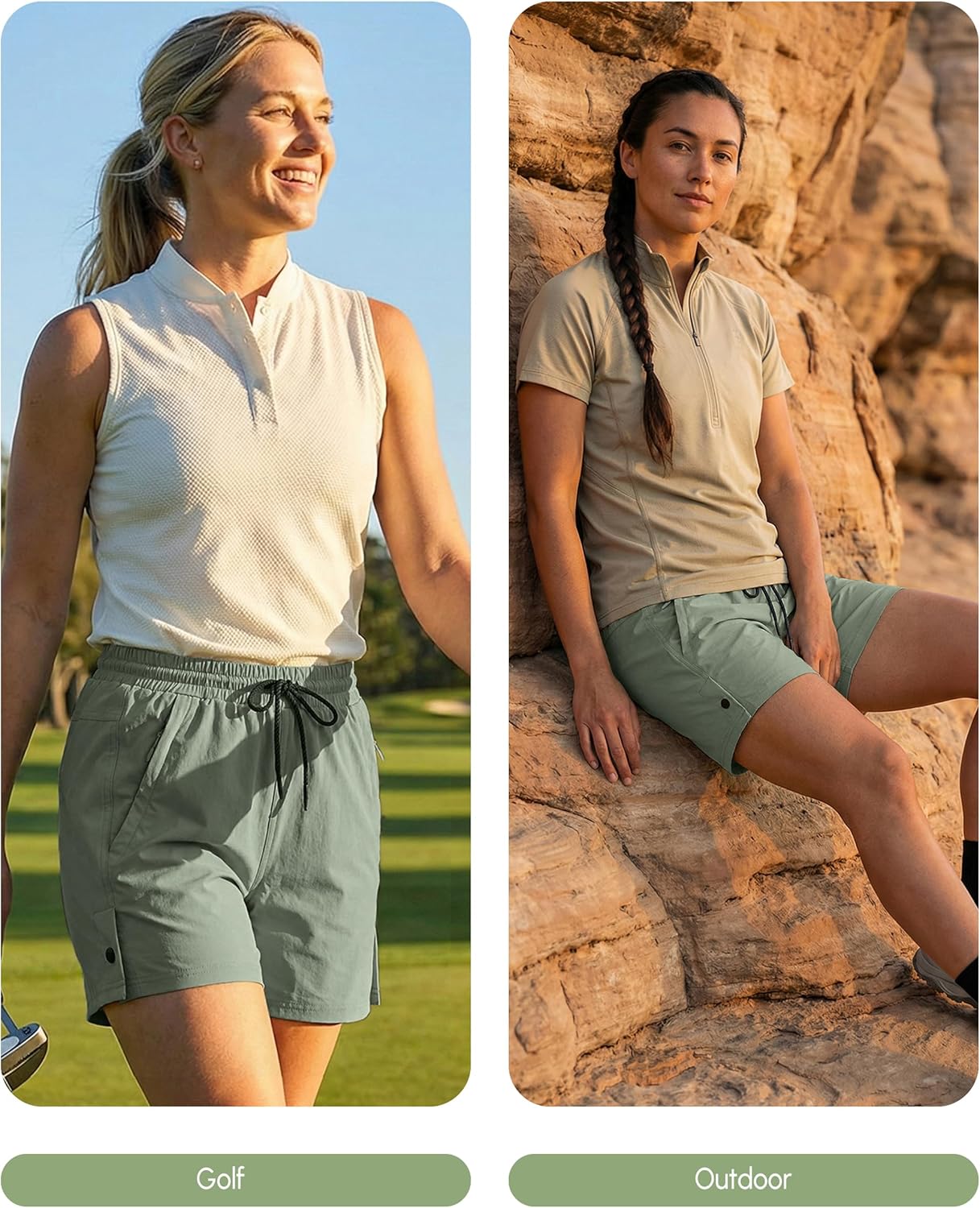 AFITNE Women's Hiking Shorts, Quick Dry Lightweight Summer Shorts for Golf Travel, 4" Curvy-Fit with Zipper Pockets - Image 6