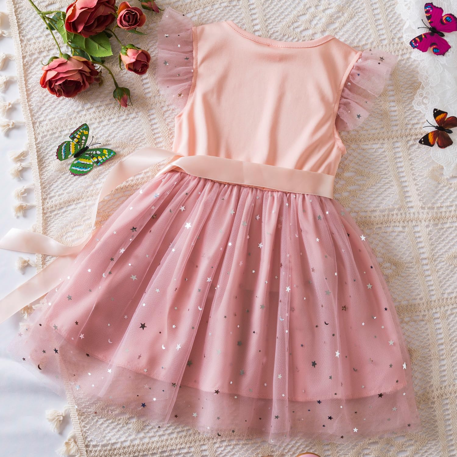 Robe Tutu à Volants Fleurie Ciel étoilé Petite Bébé Fille Robe de Princesse pour Les Fêtes D'été - 2