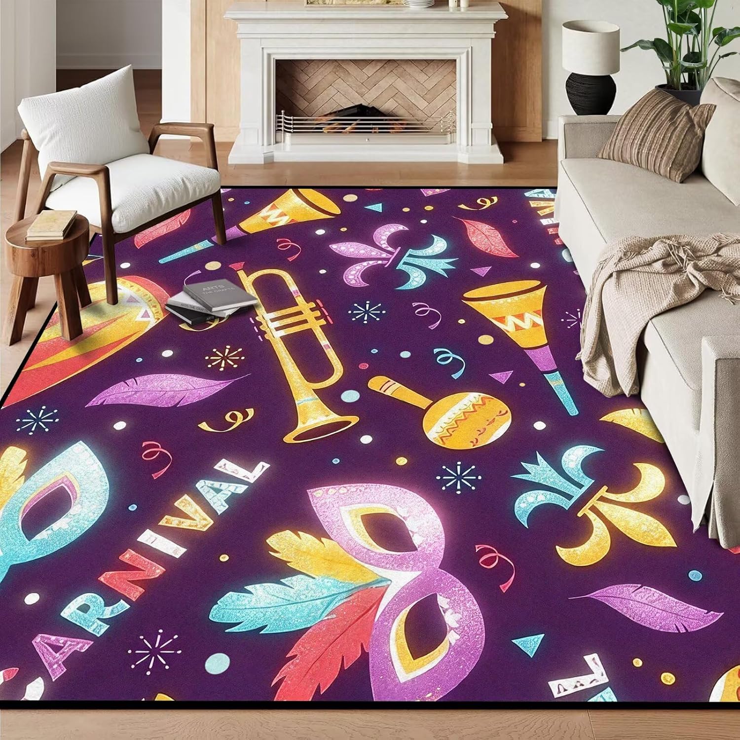 5' X 7' Christmas Rug Merry Xmas Door Mat Non-Slip Indoor Outdoor Front Door Doormat Living Room Bedroom Entrance Rug Happy Xmas Home Festive Decoration