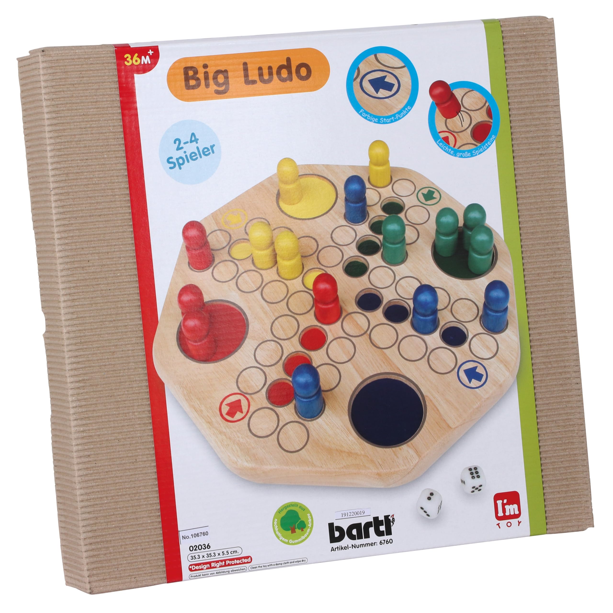 Bartl 106760 Big Ludo aus Holz | EIN fesselndes Gesellschaftsspiel für alle Altersgruppen