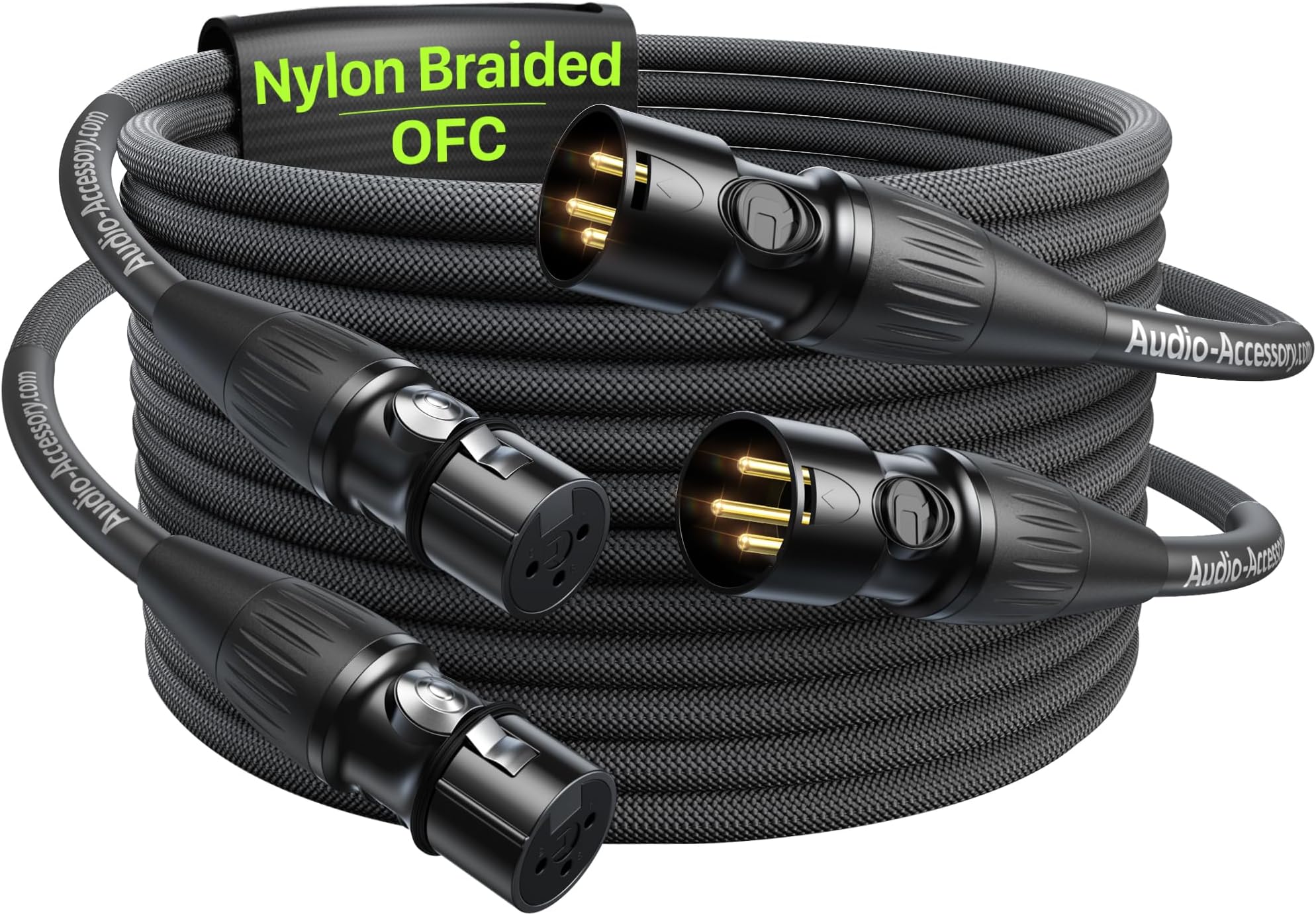 AA AUDIO ACCESSORY XLR Cables 10ft 2 Pack, 21AWG OFC Dual Shielded Mic Cord