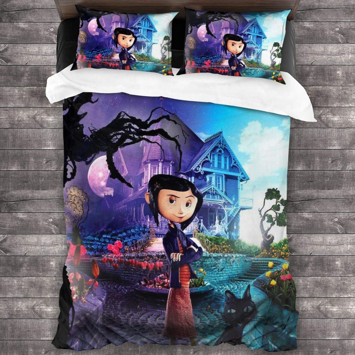 Knncch Cora-line Cartoon Soft Bedding Duvet Cover Set with 2 Pillowcases