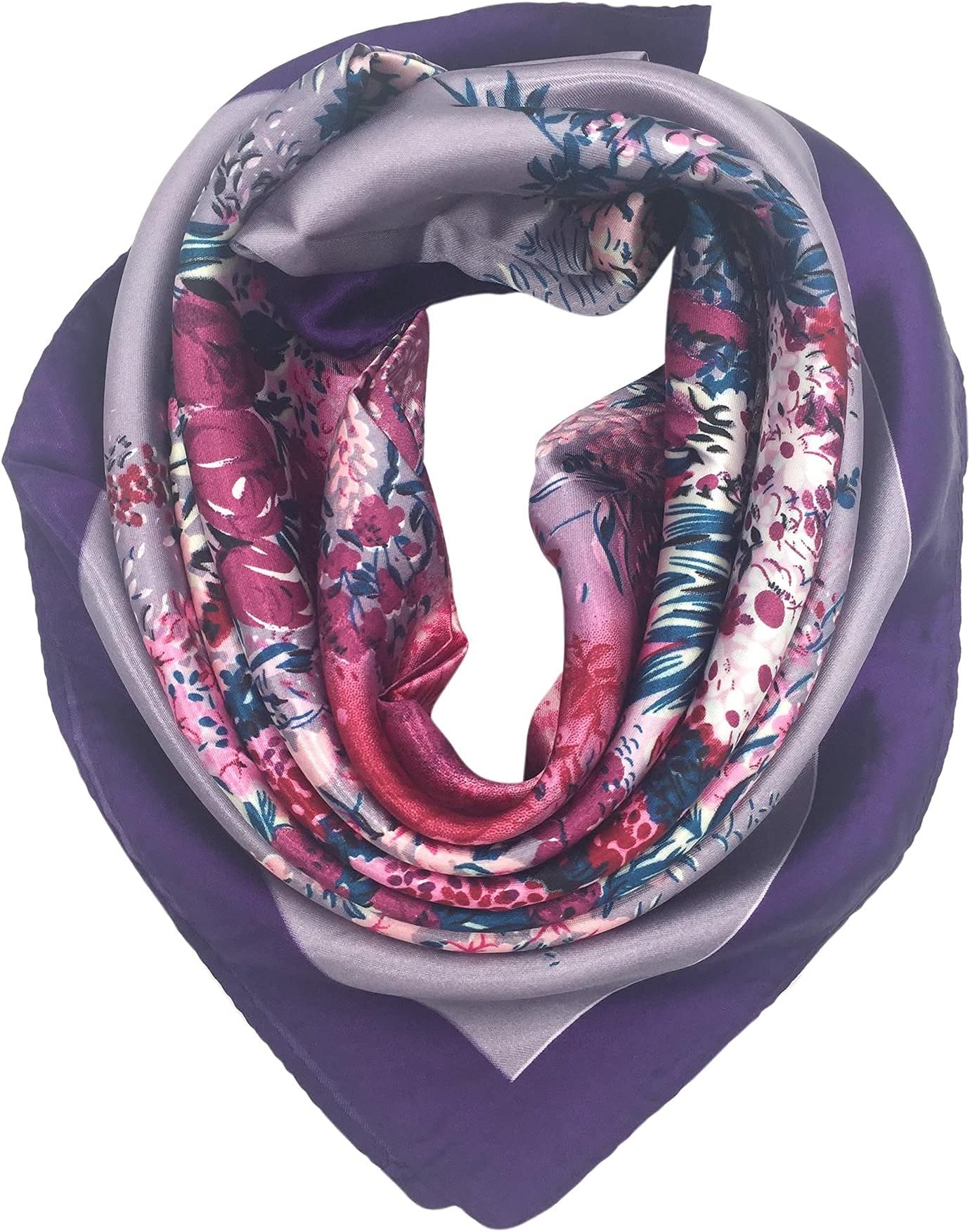 YOUR SMILE Polyester Scarf Women’s Fashion Pattern Large Square Satin Headscarf 35''x35''