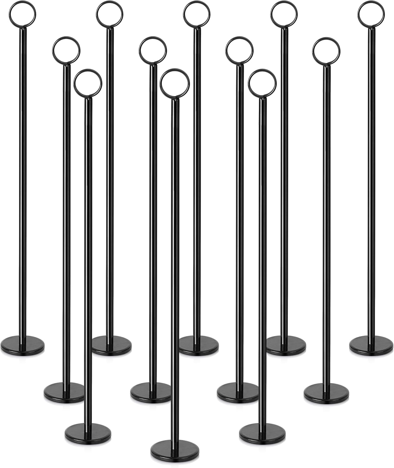 New Star Foodservice Ring-Clip Table Number Holder / Place Card Stand, 18 Inch, Black Finish, Set of 12