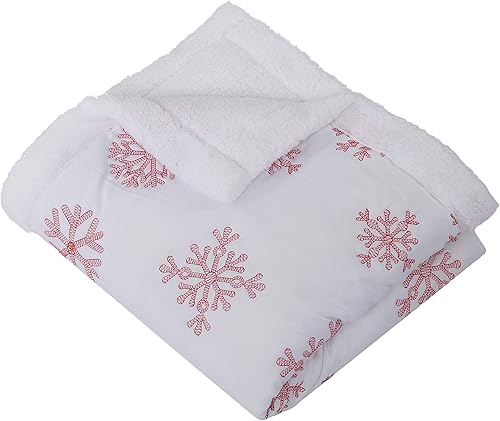 Miniatura 9 de Levtex Home Merry & Bright Collecion - Juego de edredón de sherpa de copo de nieve rojo, edredón navideño matrimonialqueen de 88 x 92 pulgadas y dos