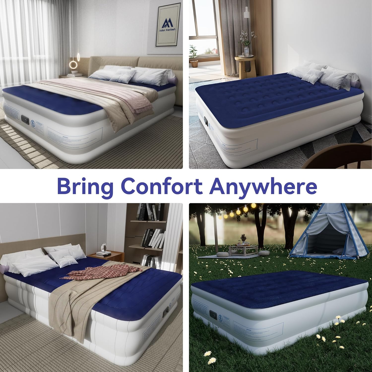 Air Mattress Queen with Built in Pump, 18'' Luxury Comfort Raised Inflatable Mattress, Upgraded 3Min Fast Blow Up Mattress with Dual Air Chamber, Durable Air Bed for Home, Guests & Camping, 660lbs Max