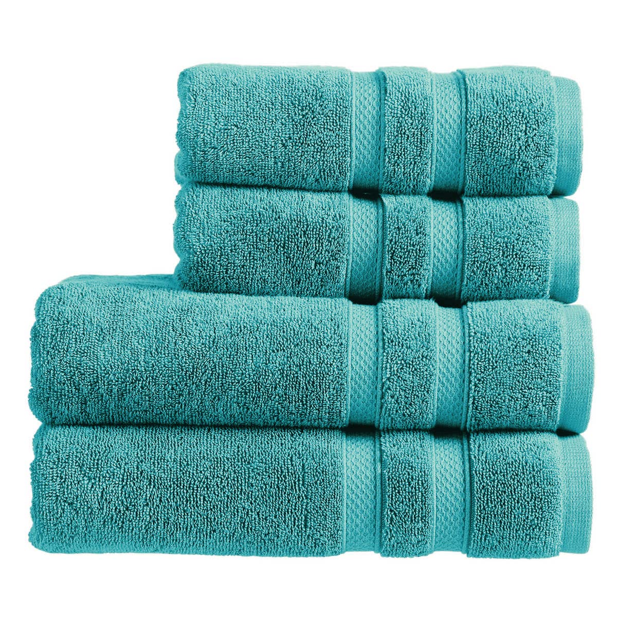 Christy Chroma Bathroom Towel Set | Set of 4 | 2 Bath 2 Hand | Highly Absorbent Heavyweight 675GSM | Bold and Bright | Soft Smooth Shower Towels | 100% Cotton | Vivid Teal — image 1