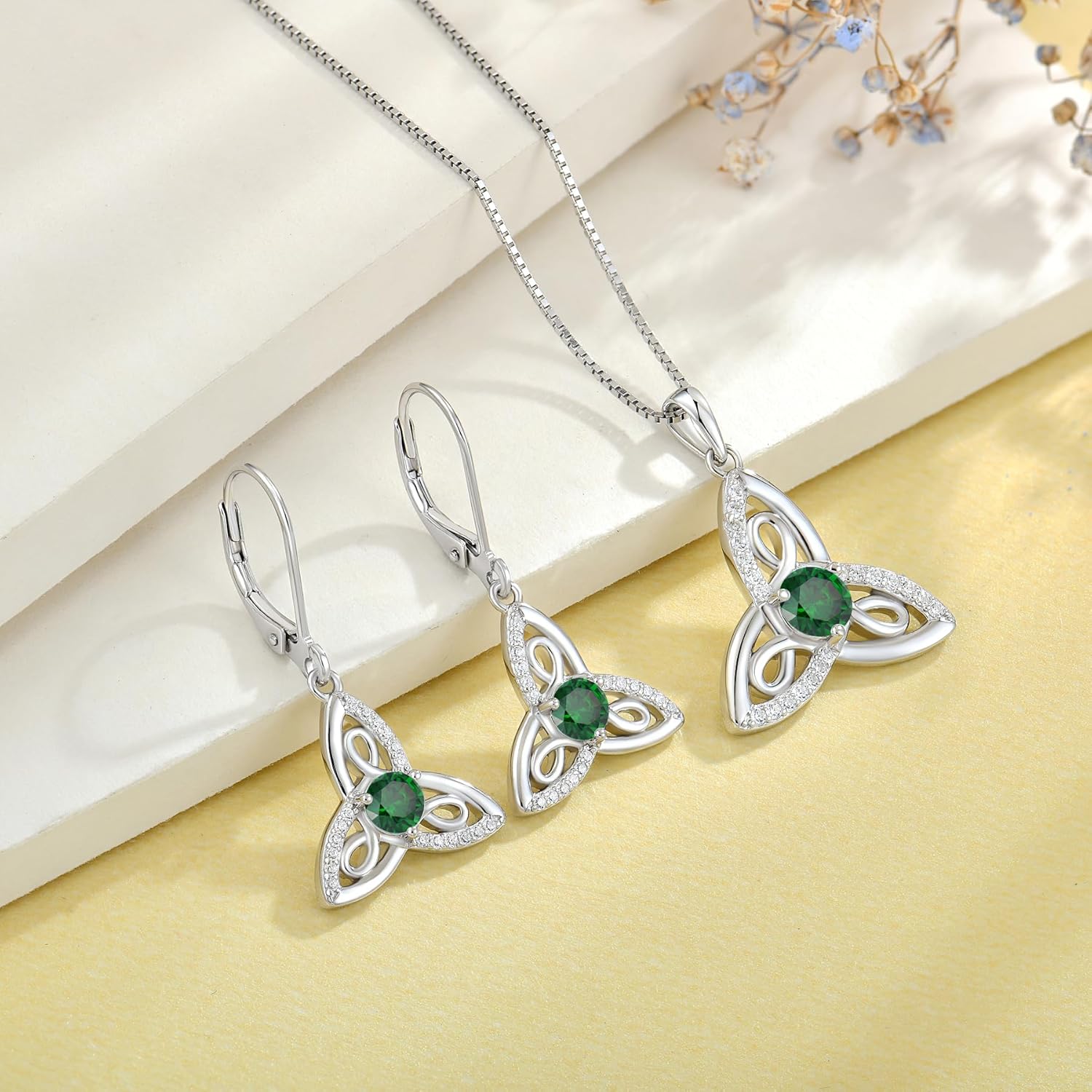 JO WISDOM Celtic Knot Necklace 925 Sterling Silver Trinity Love Knot Pendant 5.5mm Birthstones Necklace Jewelry for Women - Image 5