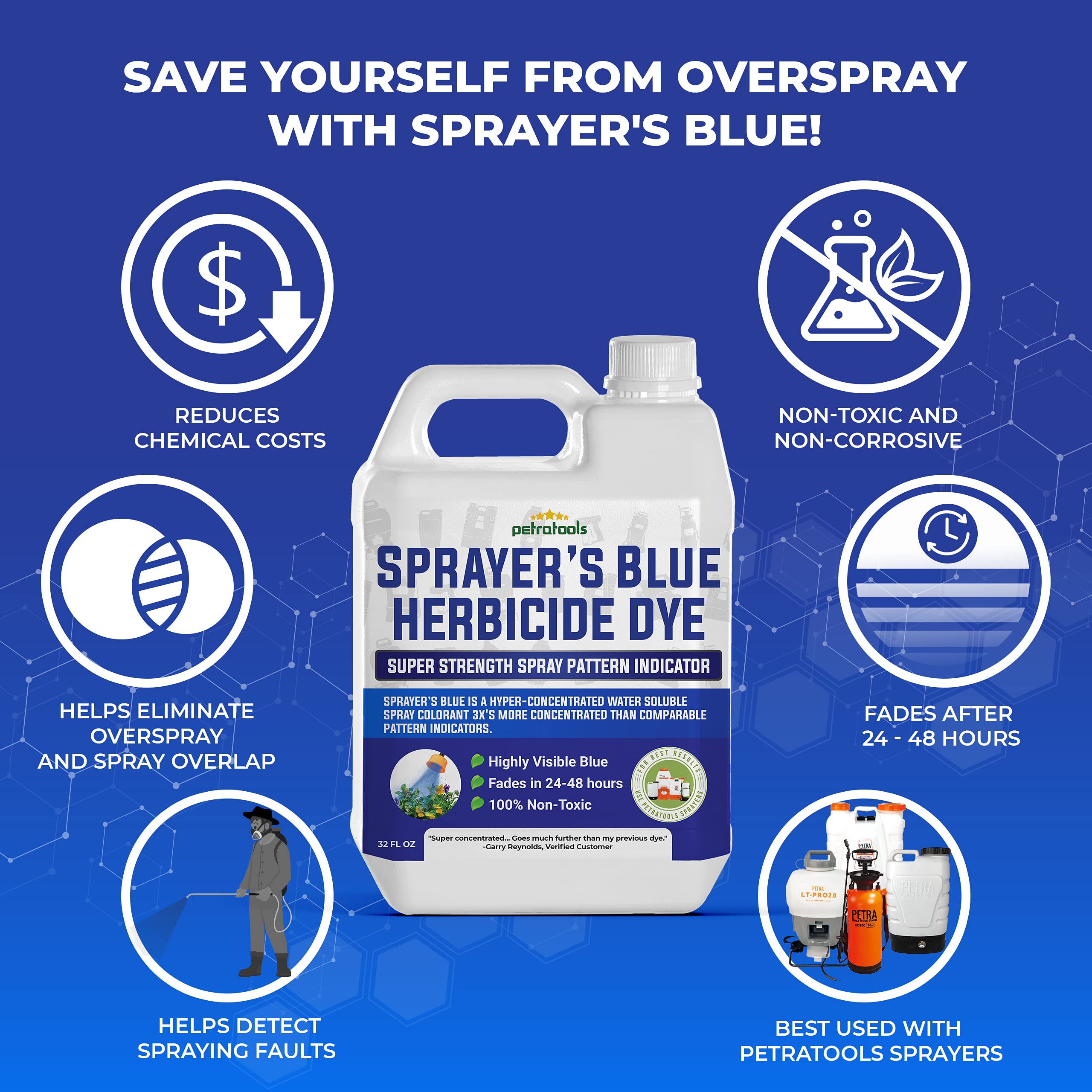 Buy PetraTools Blue Herbicide Lawn Dye Super Strength Concentrate 3X