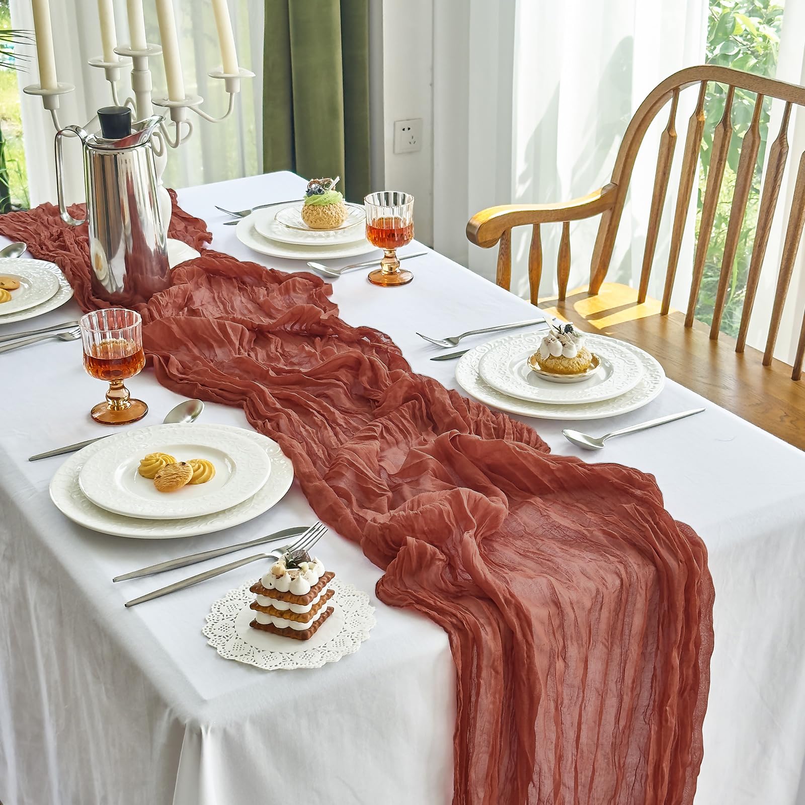 Pink Cheesecloth Table Runners - Fall Party Decor -25