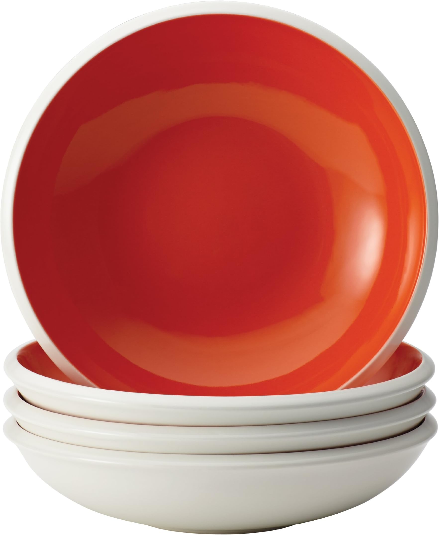 Rachael Ray Dinnerware Rise 4-Piece Stoneware Soup and Pasta Bowl Set, Orange