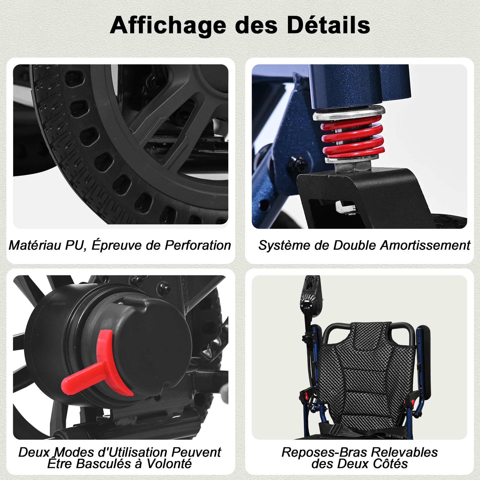 D14 Fauteuil roulant electrique pliable leger, 25KM chaise roulante electrique avec batterie 12Ah amovible en alliage d'aluminium, Pour 150KG, Navigabilité des aéronefs
