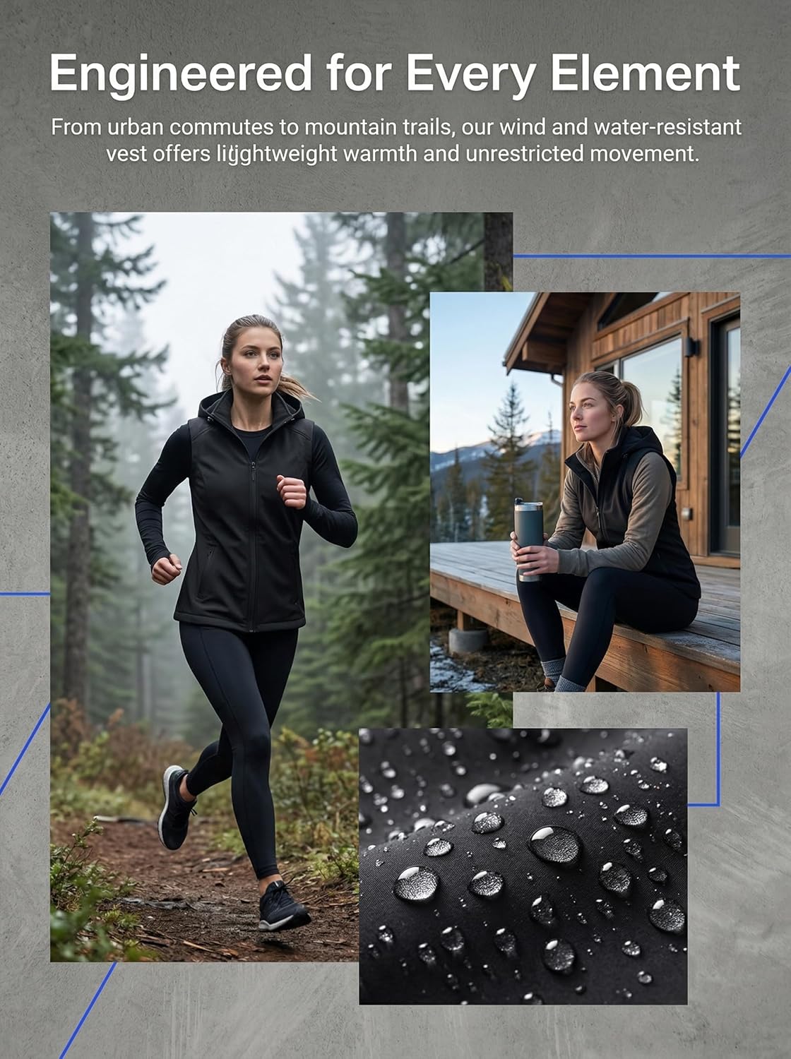 GGleaf Women's Hooded Softshell Vest Fleece Lined Windproof Zip Up Sleeveless Jacket Lightweight Coat for Running