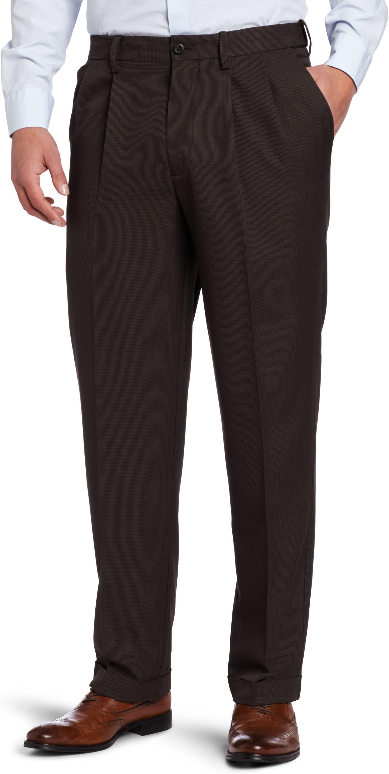 Van Heusen Men's Microfiber Houndstooth Pleated Pant