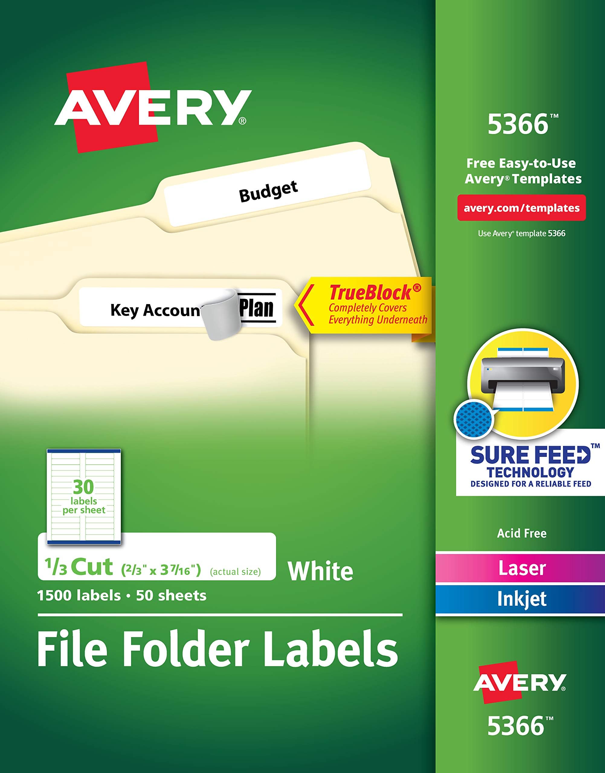 Avery File Folder Labels - printer labels (White, Laser)