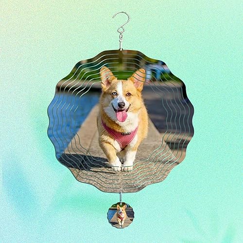 Miniatura 3 de 10 piezas de 1.6 pulgadas de sublimación hilandero de viento, colgante pequeño de aluminio 3D para patio y jardín, para transferencia de prensa de