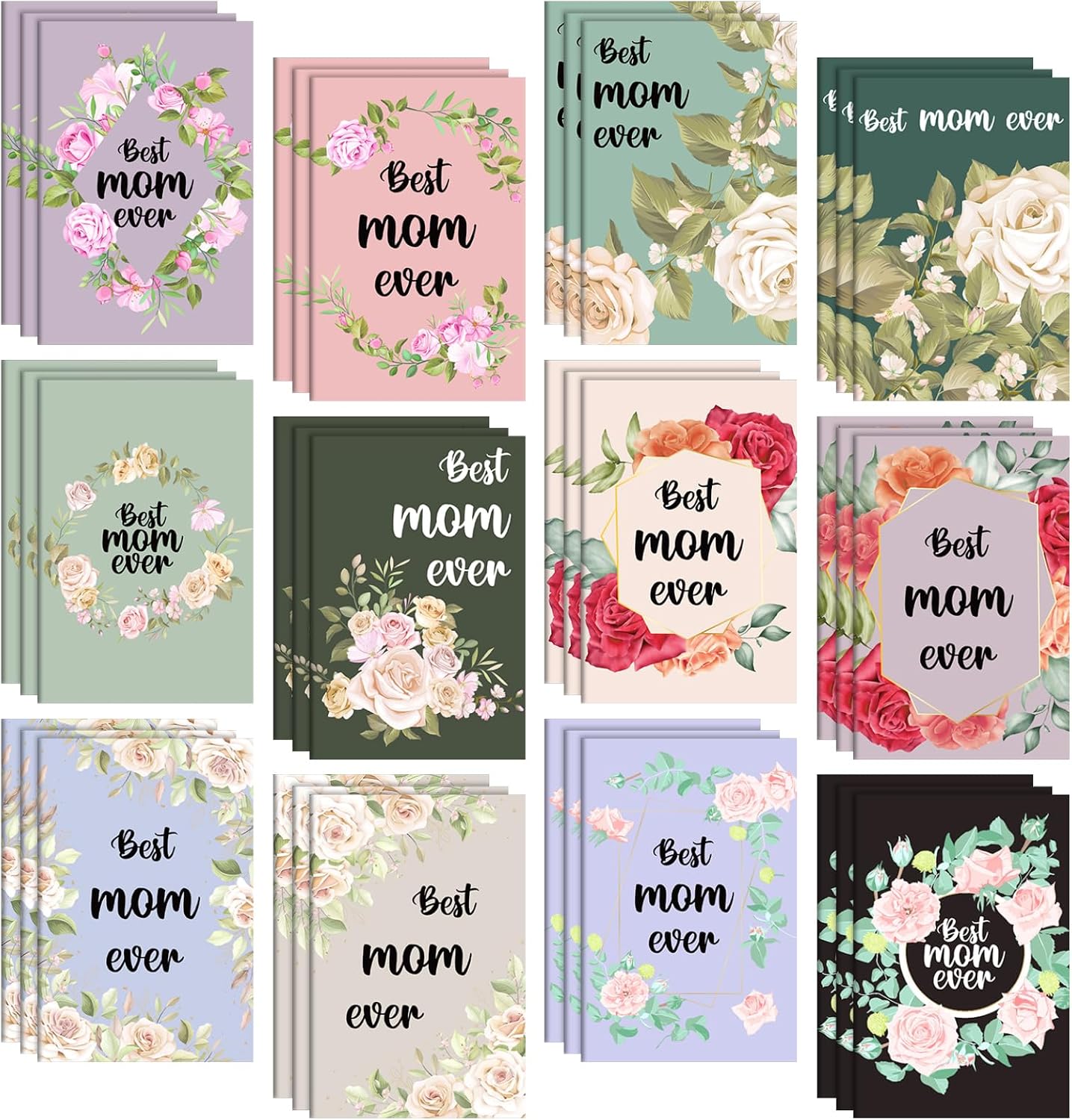 Jetec 36-pack mini pocket prayer journals with rose floral faith design for mothers