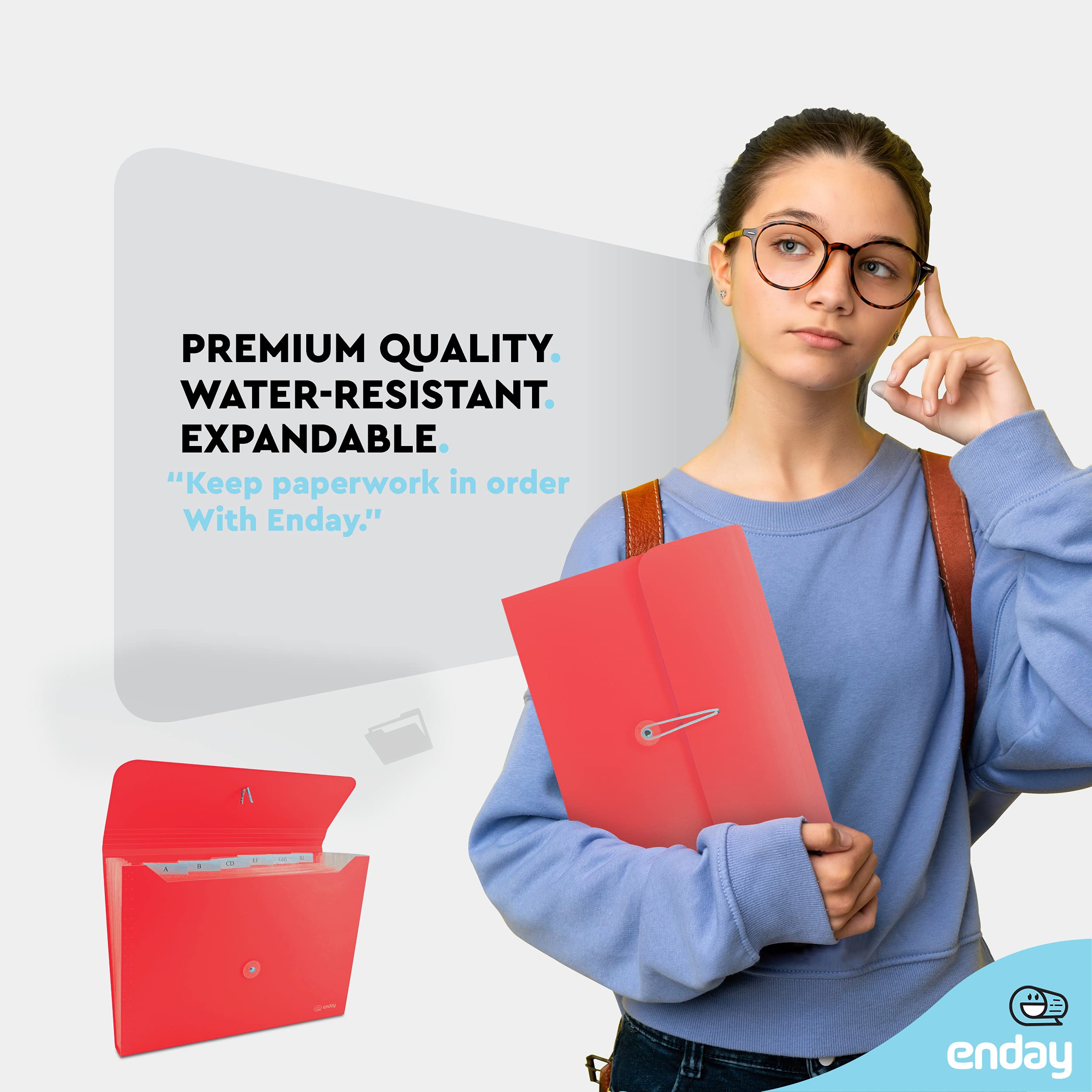 Snapklik.com : Accordion File Organizer Red, 7 Pocket Expanding File ...