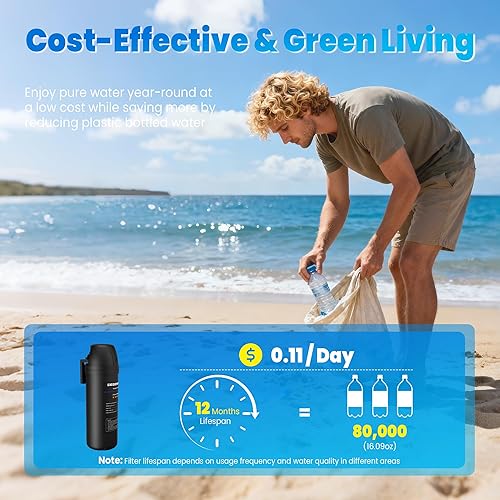 Miniatura 8 de Filtro de agua para debajo del fregadero, filtro de agua para fregadero de cocina, se conecta directamente bajo el mostrador al grifo de la cocina,