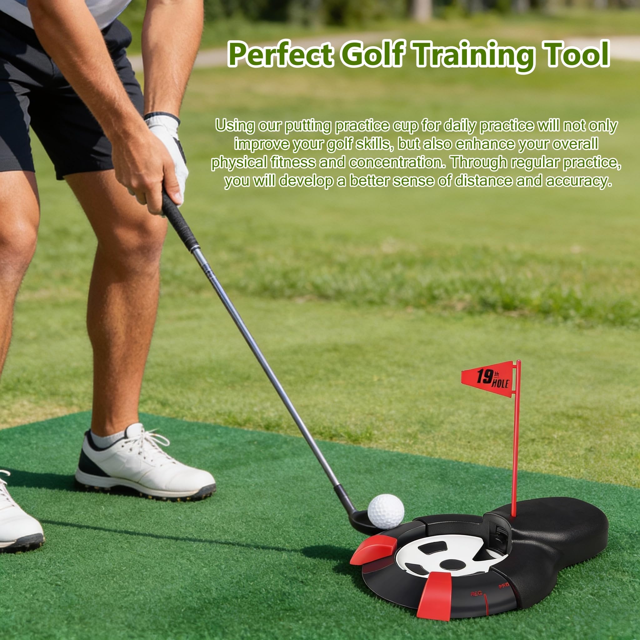 Réceptacle à Balles de Golf Automatique avec Drapeau Rouge, Tasse Mise Automatique, 3 Balles de Golf pour Entraînement Jardin