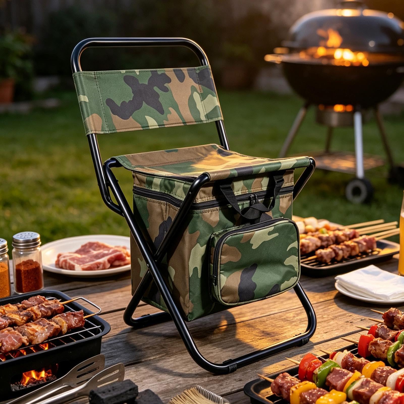 Genérico Taburete Plegable Asiento Ligero de Camuflaje con Almacenamiento