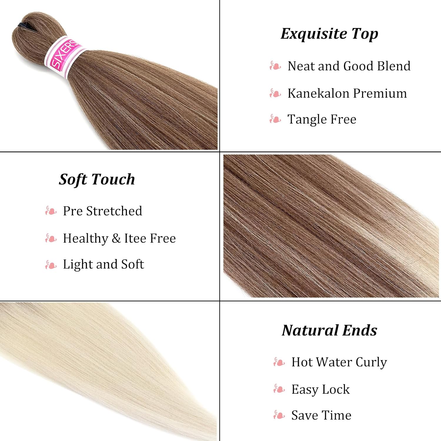 Ombre Blonde Braiding Hair Pre Stretched 6b/613 Braiding Hair Extensions for Braids Kanekalo Prestretched Braiding Hair 26 Inch Kids Knotless Ombre Pre Sectioned Braiding Hair