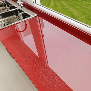 Amiya Red Glossy Contact Paper Shiny Peel and Stick Wallpaper Self-Adhesive for Countertops, Furniture, Cabinets, Waterproof, Removable, Easy to Apply, Decorative Vinyl Wrap15.7X78.7