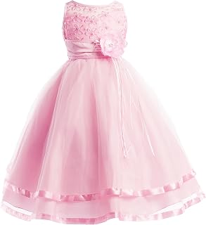 5 Colors Communion Flower Girl Pageant Illusion Ribbon Tulle Dress 2-16
