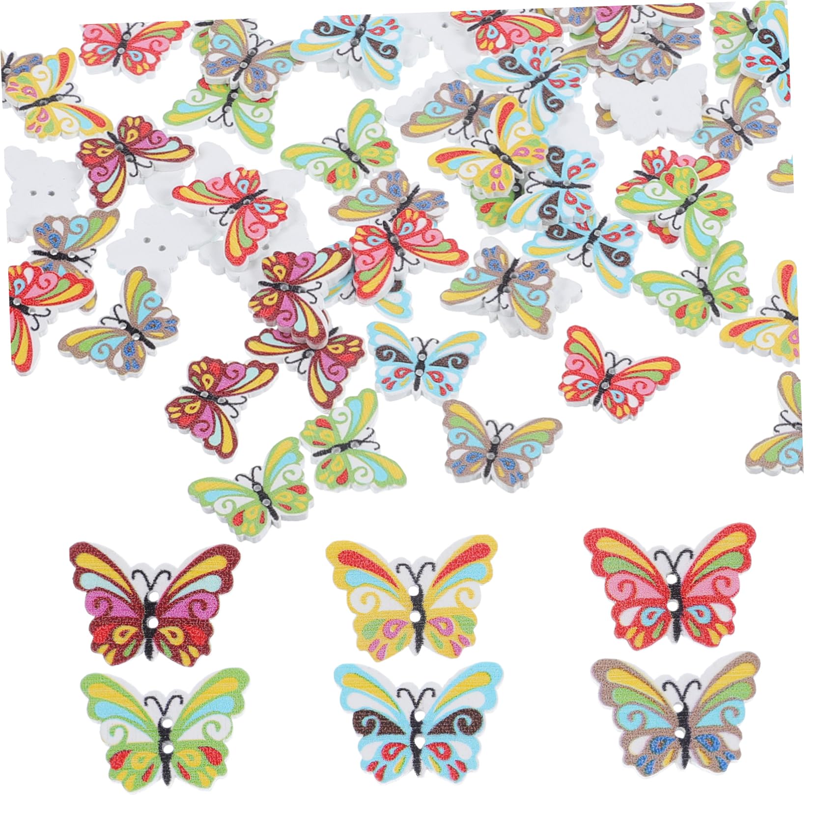 DIYEAH 100 Stück Schmetterlingsknöpfe Aus Kunstharz - Bastelzubehör Für Scrapbooking