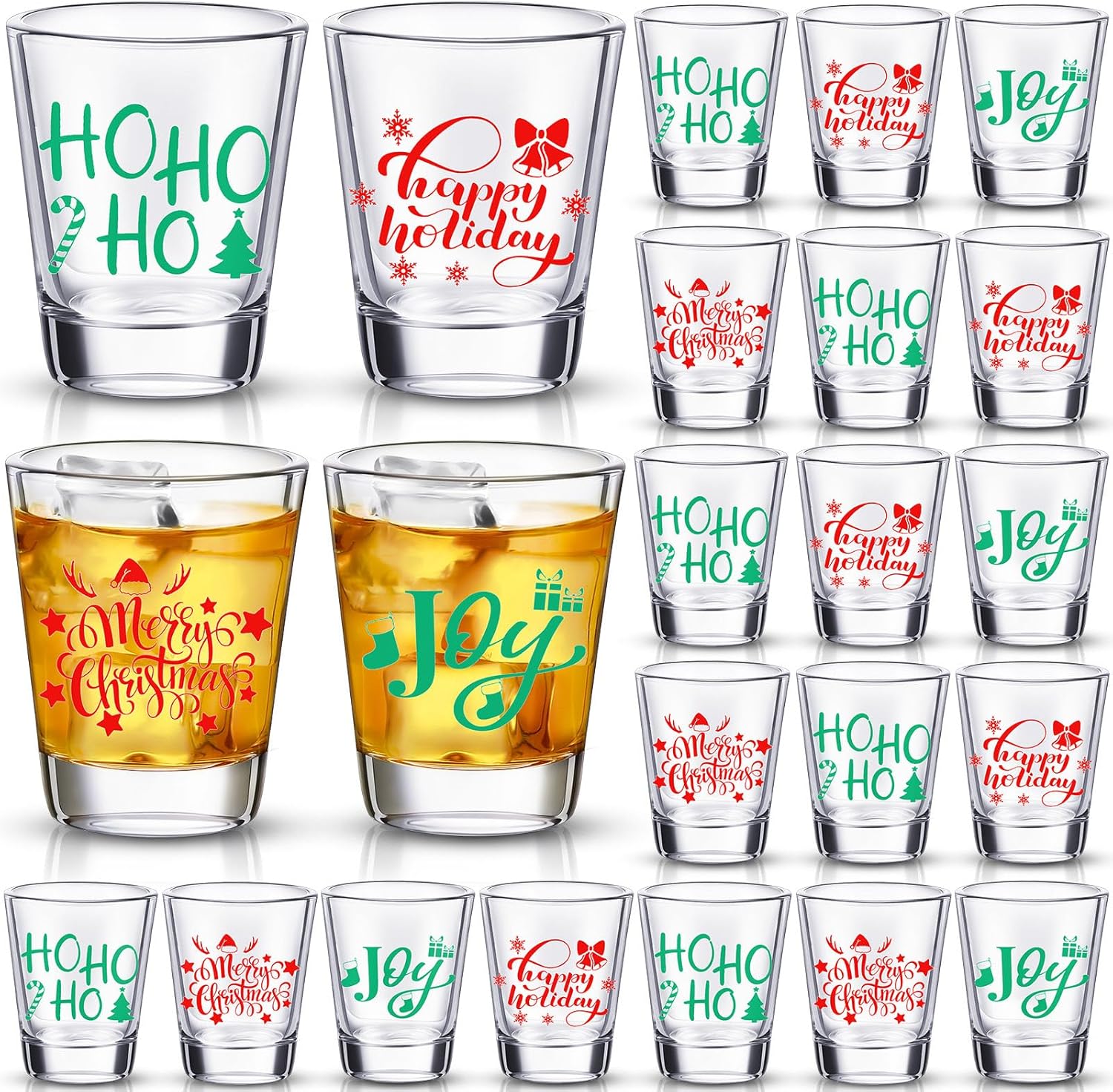 Uiifan 24 Pcs Christmas Shot Glasses Christmas Glassware 2