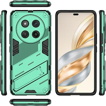Bracket/Shell Compatible with Realme 12X 5G, Compatible Models for Realme 12 5G Kickstand 2 in 1 PC + TPU Drop Prevention Smartphone Case Green