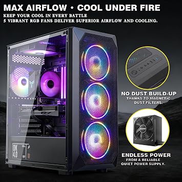 Gaming PC Ryzen 5 5500, GeForce RTX 4060, B450, 16GB 3200MHz DDR4 RAM, 1TB NVMe SSD, P550W, 5 RGB Fans, WIFI, Gamer Desktop Computer