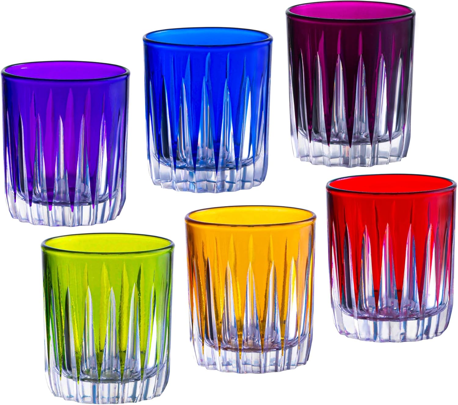 Barski Colored Shot Glass - Liquor Glasses - Set of 6 Elegant Assorted Colored Shot Glassware - Use for Vodka, Tequila, Whiskey, Bourbon, Spirits & Liquors - Each Glass is 2.6 oz., Made in Europe
