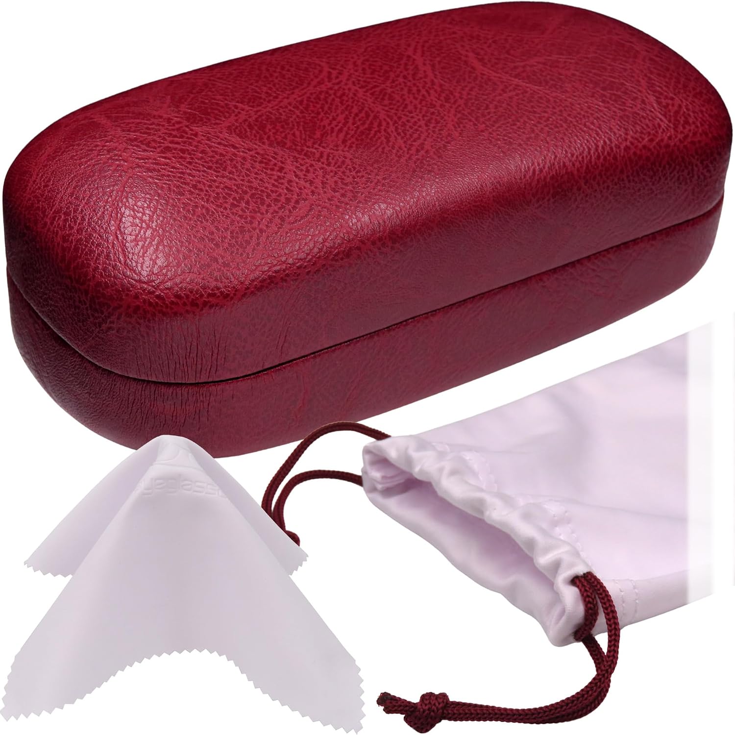 MyEyeglassCase Extra Large Hard Shell Sunglasses Case for Large Rectangular Frames, Eyeglass Case with Pouch & Cloth