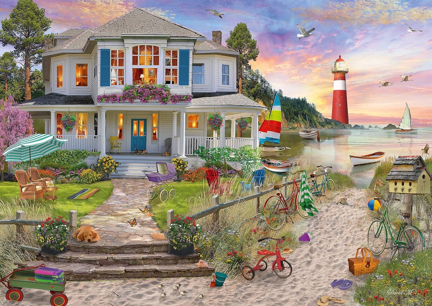 Schmidt Spiele- Strandhaus 58990 The Beach House 1000 Piece Jigsaw Puzzle, Multicolore