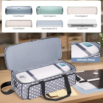 LUXJA Double-Layer Carrying Case with Cutting Mat Pocket for Cricut Maker 4, Maker 3, Explore 4, Explore 3, Explore Air 2, Multiple Storage Bag for Cricut Accessories and Supplies, Gray Dots