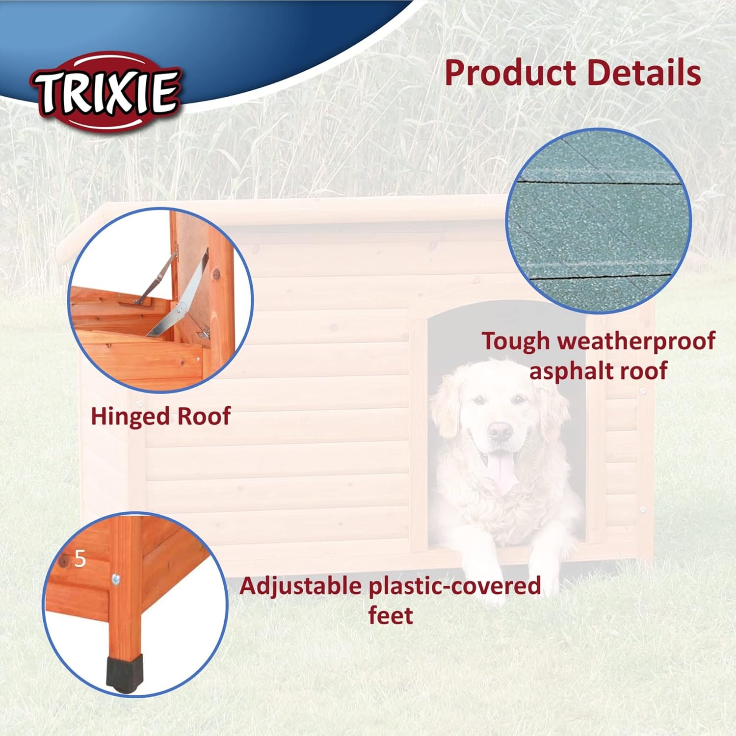 TRIXIE Small natura Classic Outdoor Dog House, Weatherproof Finish, Elevated Floor, Brown : Trixie Pet Products Dog House : Pet Supplies