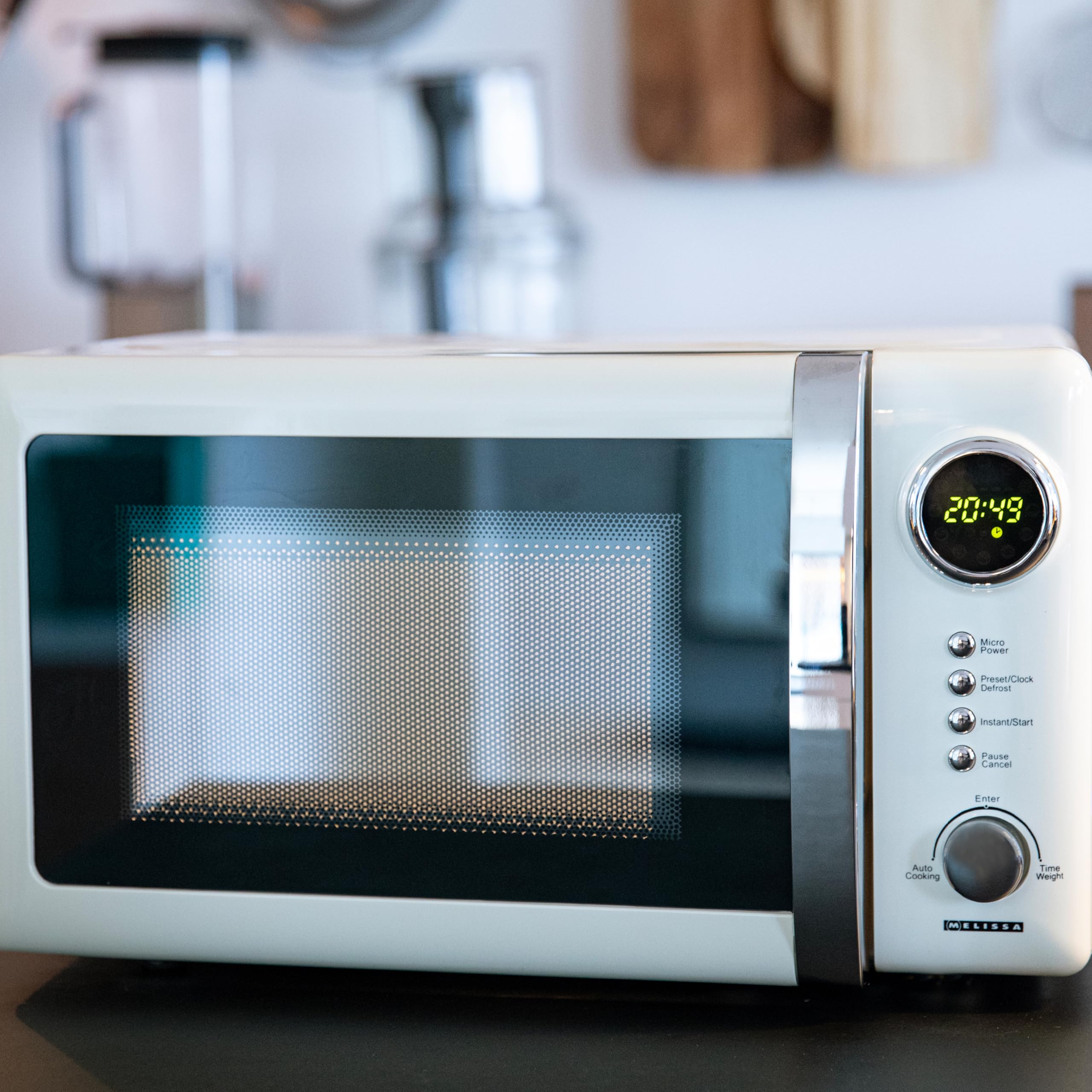 Melissa 16330108-16330109 Classico Mikrowelle - Microwave | Microwellengerät - Retro-Design Metall-Gehäuse - 20 Liter - 700 Watt - Timer - 5 Leistungsstufen