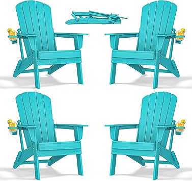 nevilywood Folding Adirondack Chair with Cup Holder Set