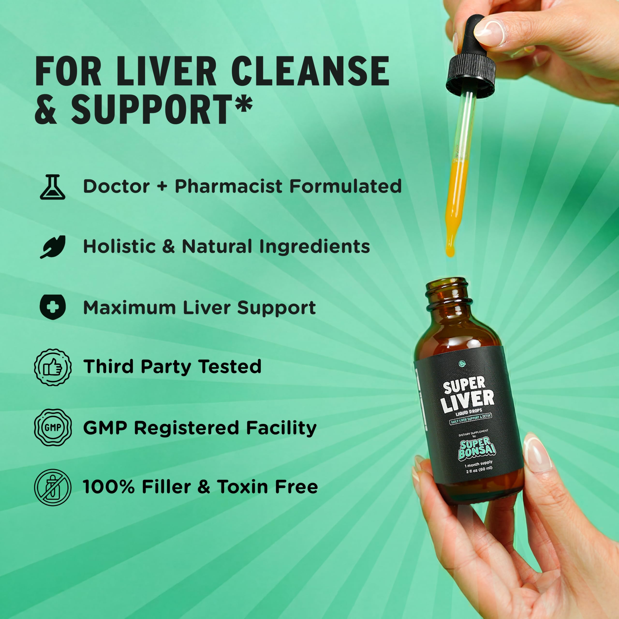 SuperBonsai Milk Thistle Herbal Liquid Supplement - Doctor-Formulated Botanical Blend with Milk Thistle and Dandelion Root - Vegan Non-GMO Drops - 1 Month Supply — Amazon image 2