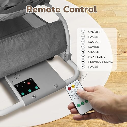 Miniatura 6 de Bouncker eléctrico 4 en 1, silla de comedor, mecedora extraíble con 16 melodías preestablecidas y Bluetooth, 0-30 meses máximo 33 libras, gris