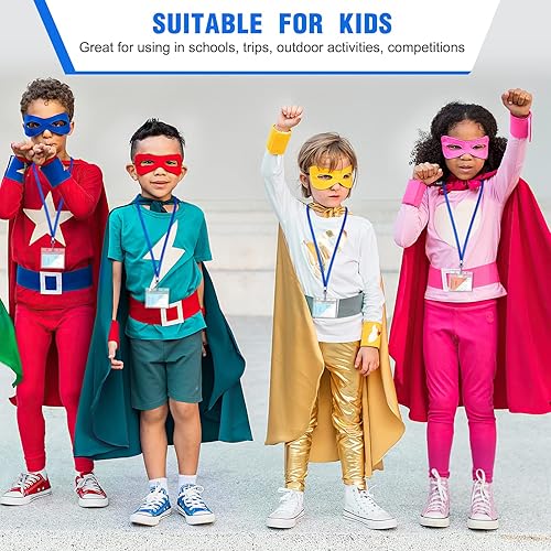 Miniatura 7 de Paquete de 50 cordones azules a granel para soporte de tarjetas de identificación, cordón plano duradero con gancho giratorio y clip para insignia