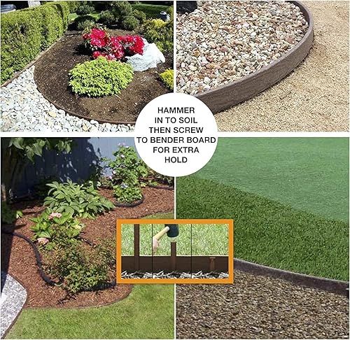 Miniatura 3 de Hecho en Estados Unidos  Paquete de 10 estacas de sujeción resistentes de alta calidad con agujeros para tornillos, maceta de jardín y borde de