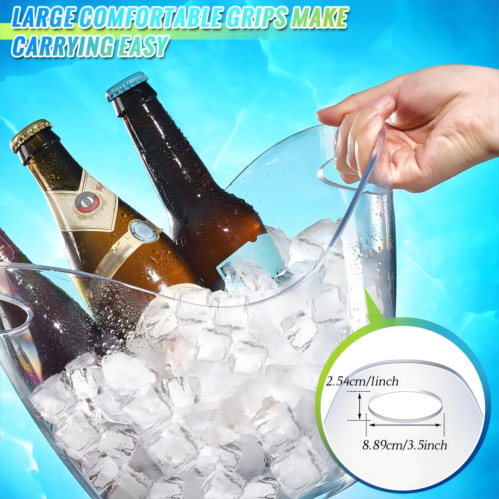 Lot De 6 Seaux à Glace Acrylique 4L Transparents + Cuillères Et Pinces - Parfait Pour Fêtes Et Bars