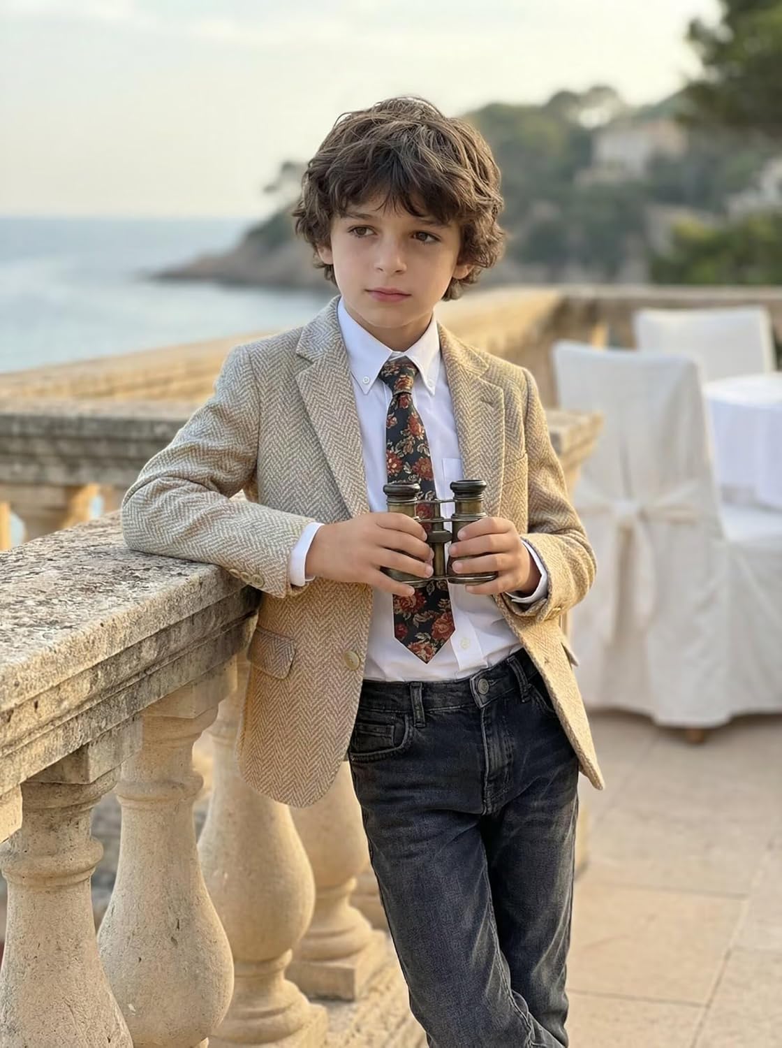 Retro Tweed Boys Blazer for Kids Suit Jacket Blazer Herringbone Tuxedo Boys' Fashion Casual Suit Sport Coat - Image 5