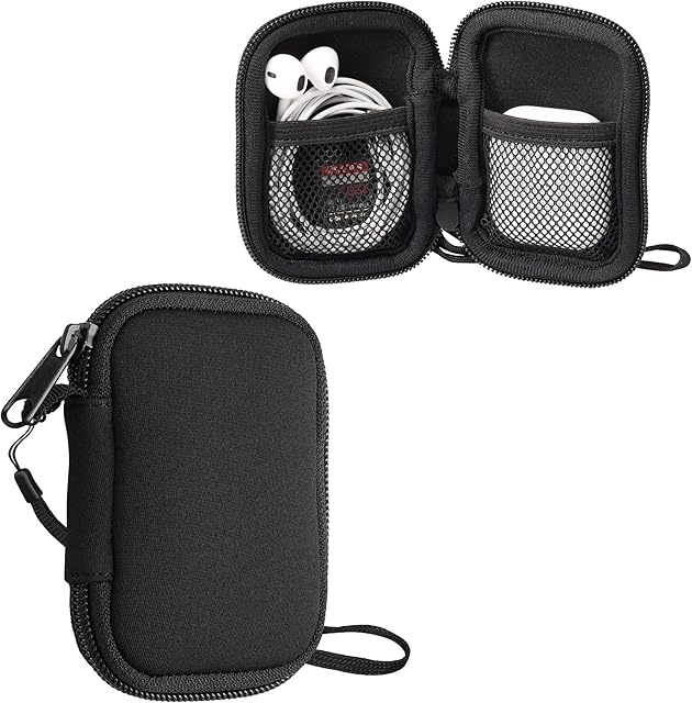 kwmobile Neoprenowe etui kompatybilne ze słuchawkami dousznymi - 6 x 9 cm etui z zamkiem błyskawicznym - czarne